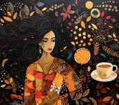 Whimsical Woman With Coffee