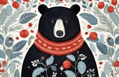 Black Bear Winter Folk Art