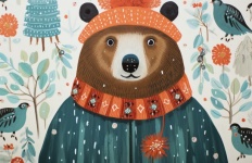 Brown Bear Winter Folk Art