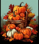 Autumn Pumpkins In Basket
