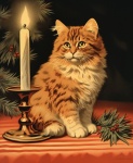 Vintage Cat By Christmas Tree