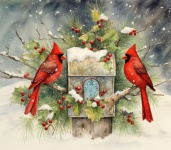 Christmas Cardinals Mailbox