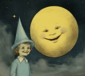 Vintage Smiling Full Moon