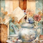 Vintage Teapot And Cup Art