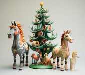 Wooden Toy Horse Christmas Tree