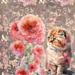 Floral Cat Watercolor Art