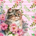 Floral Cat Watercolor Art