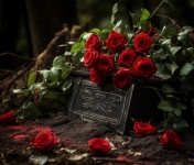 Grave With Roses Photograph