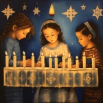 Hanukkah Children With Candles Art