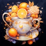 Oranges Teacup Digital Art