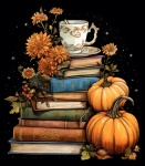 Autumn Books Calendar Art
