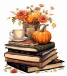Autumn Books Calendar Art