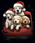 Christmas Puppies Calendar Art