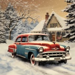 Vintage Automobile Winter Art