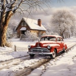 Vintage Automobile Winter Art