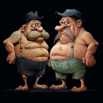 Cartoon Fat Redneck Men Characters