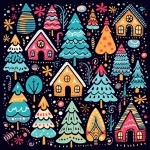 Seamless Christmas Doodle Pattern
