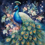 Floral Peacock Calendar Art