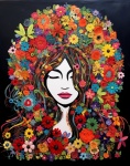 Flower Power Woman Retro Art