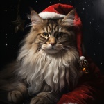 Maine Coon Cat Christmas Art