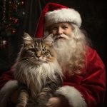 Maine Coon Cat Christmas Art