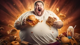 Obese Man And Junk Food