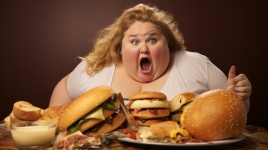 Obese Woman And Junk Food