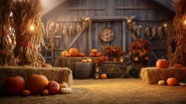 Pumpkins And Wooden Barn