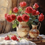 Red Roses In A Pitcher