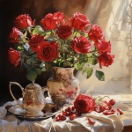 Red Roses In A Pitcher