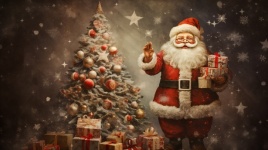 Santa And Christmas Tree