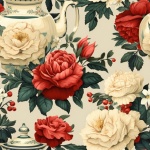 Seamless Pattern Floral Teapot