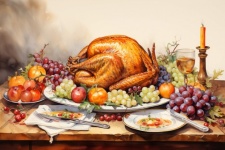Thanksgiving Food Art Illustration