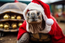 Tortoise In A Santa Hat