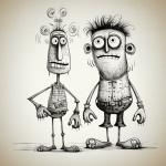 Two Men Characters Cartoon Art