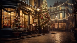 Vintage Christmas Street In London
