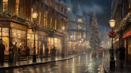 Vintage Christmas Street In London