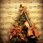 Vintage Christmas Violin Music Art
