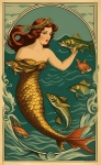 Vintage Illustration Of A Mermaid