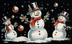 Vintage Snowmen Christmas Card