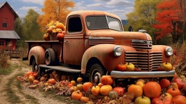 Vintage Truck In Fall