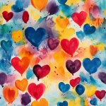 Watercolor Hearts Seamless Pattern