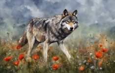 Wolf Wildflower Meadow Art