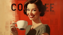 Woman Drinking Coffee Illustration