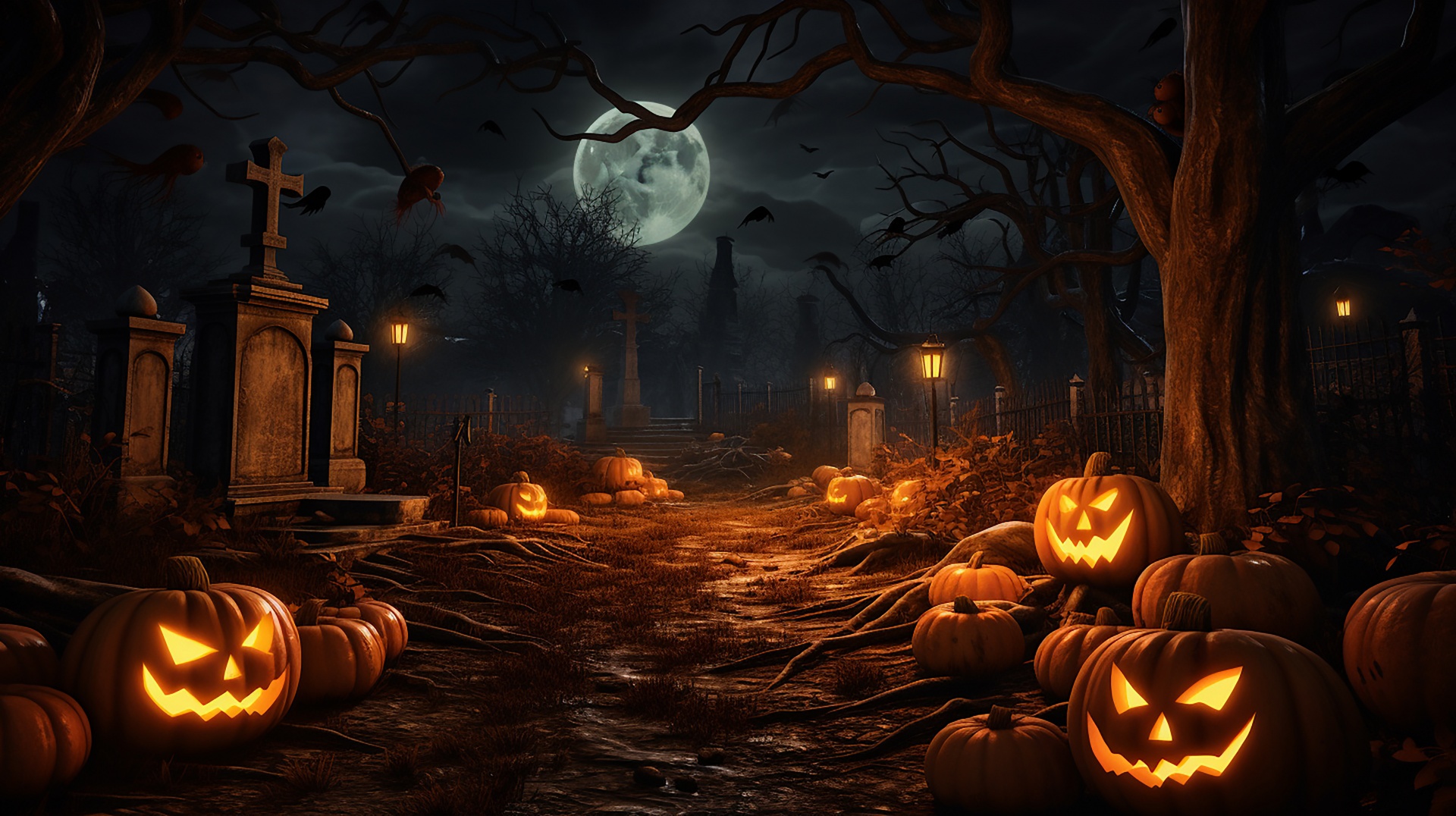 Halloween Pumpkins Night Illustration Free Stock Photo - Public Domain ...
