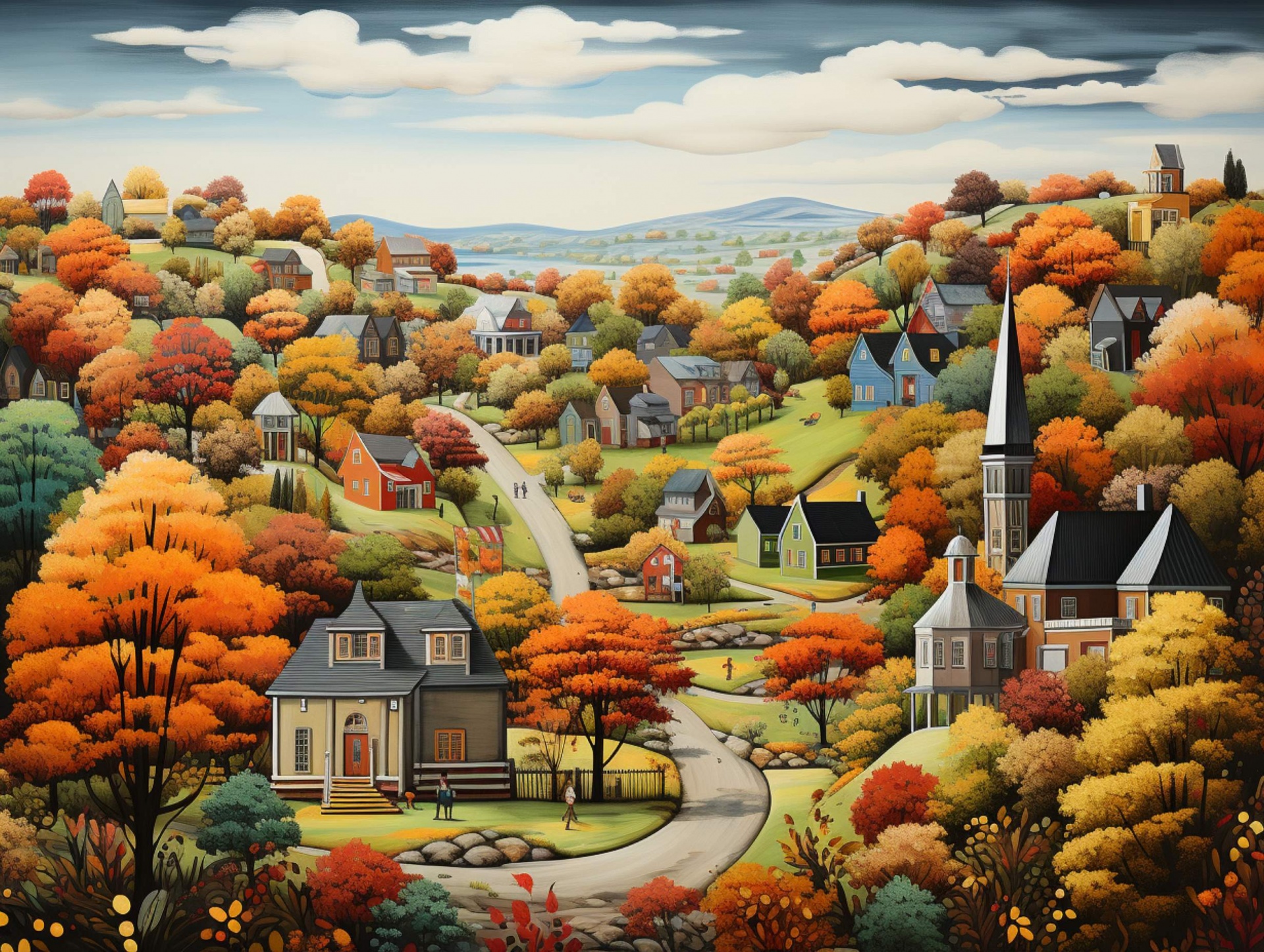 Illustration Of Autumn Village Free Stock Photo Public Domain Pictures