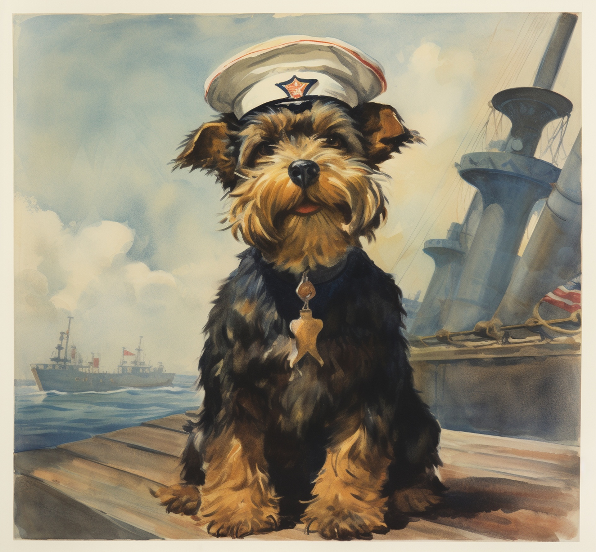 Vintage Dog In Sailor Uniform
