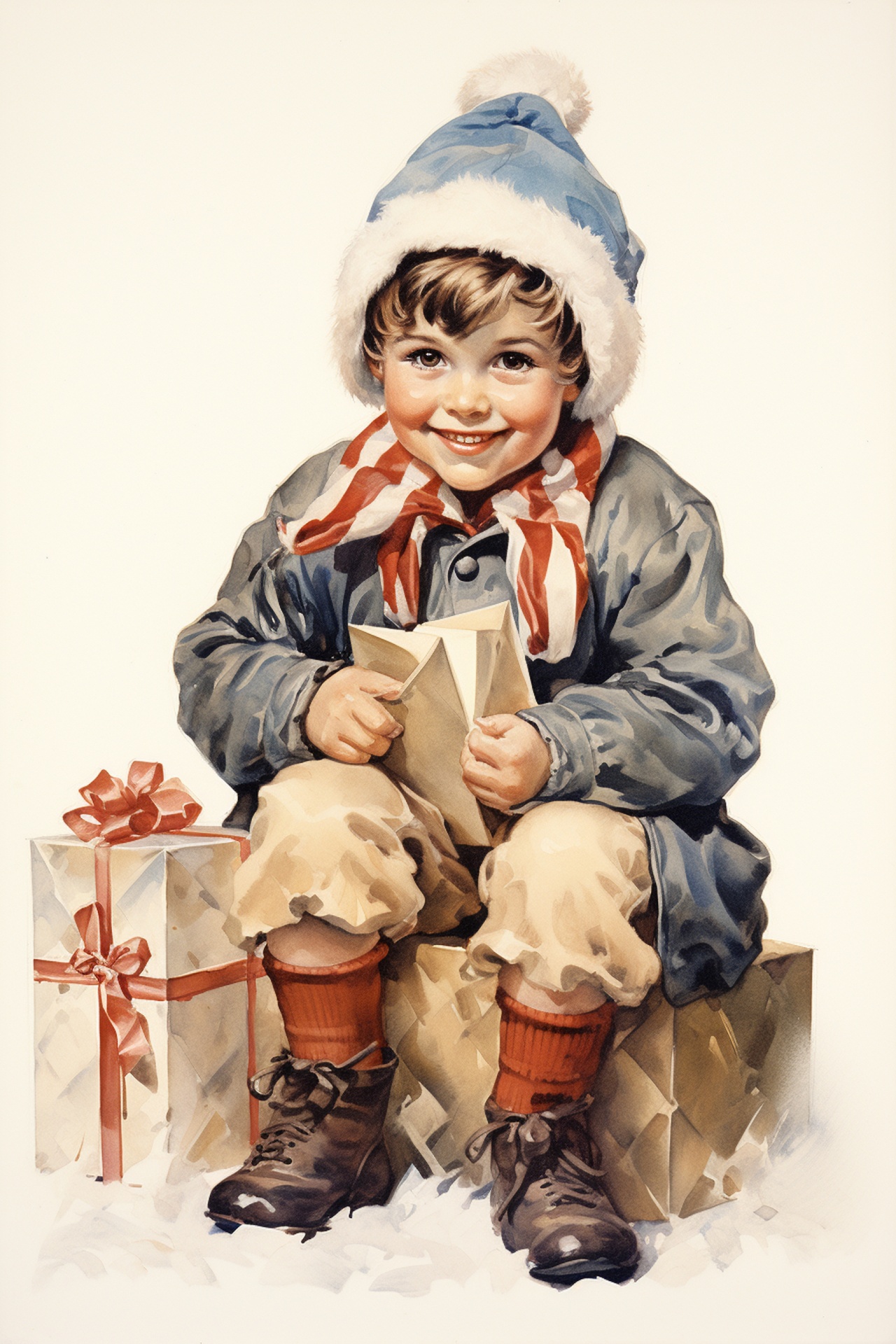 Vintage Child Christmas Card
