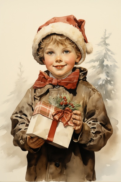 Vintage Children At Christmas Free Stock Photo - Public Domain Pictures