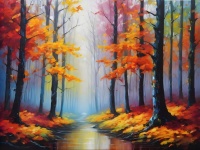 Abstract Autumn Forest Landscape